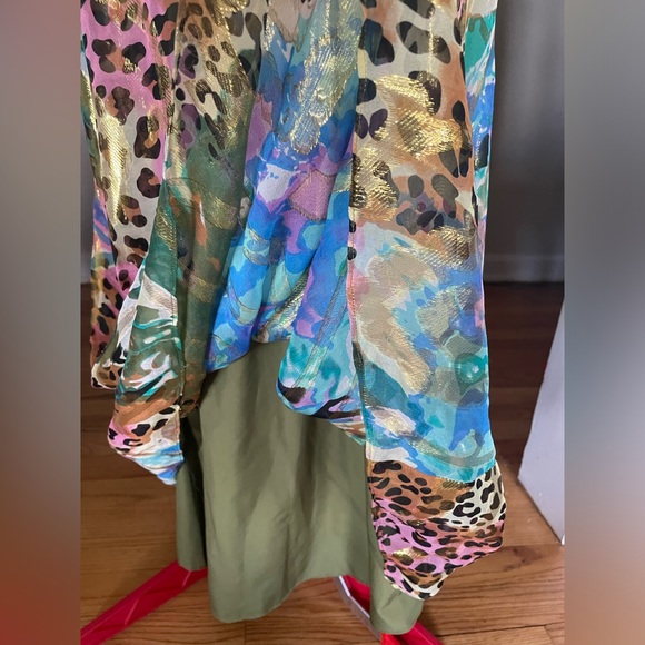 VTG Oleg Cassini NWT Leopard Floral Metallic Empire Waist Maxi Sundress - Picture 6 of 16